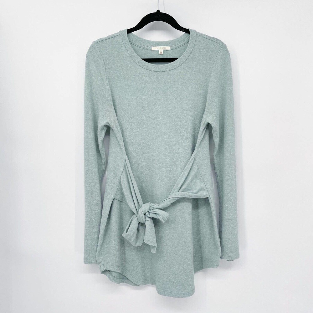 Anthropologie Pure+Good Providence Tunic Top Size M Seafoam Green‎ Tie Front